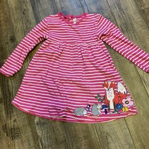 Girls’ Striped Woodland Creatures Appliqué Dress